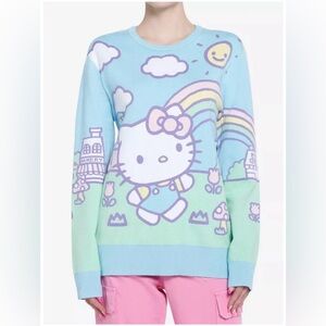 Hello Kitty Jumbo Art‎ Pastel Knit Sweater Size Small Oversized Comfy Pullover